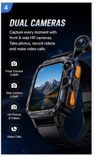VoltEdge - The 4G Android Smartwatch That Puts a Smartphone on Your Wrist With Dual Cameras SIM Support, GPS, and Play Store Access