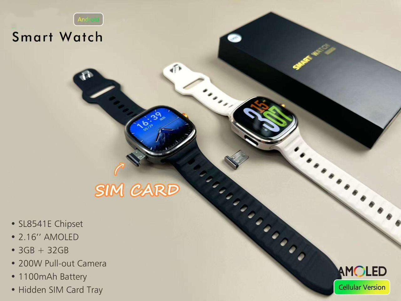Just Tekk Omnitrix Classic 4G Android Smartwatch with Dual Cameras, SIM Support, GPS, and Play Store Access
